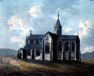 Una chiesa con una torre rotonda da William Anderson